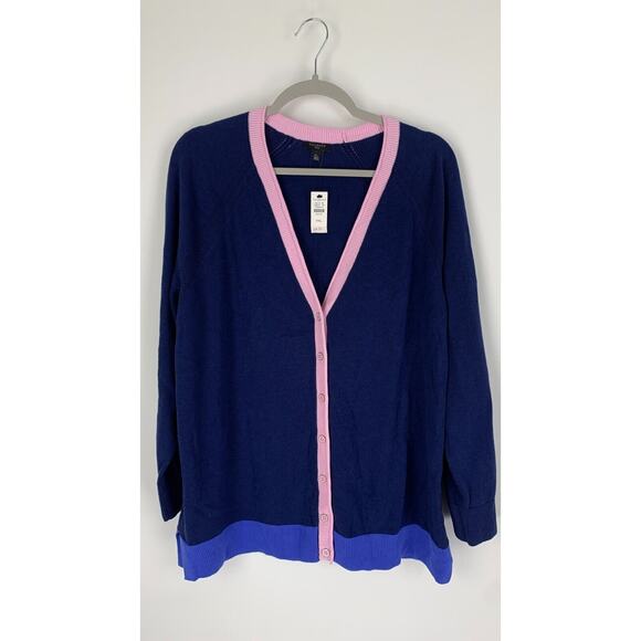 Talbots Womens Blue Pink Long Sleeve Button Up Cardigan Sweater Size PXL NWT - Picture 4 of 13